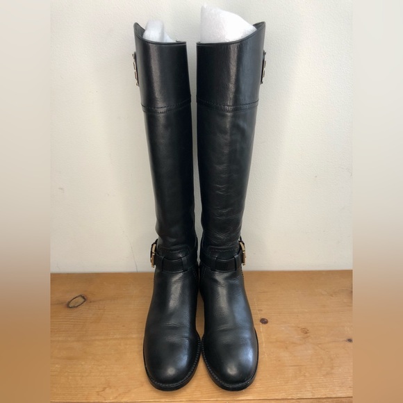 Tory Burch Adeline Black Riding Boots Size 6 Extended Calf - Picture 4 of 12